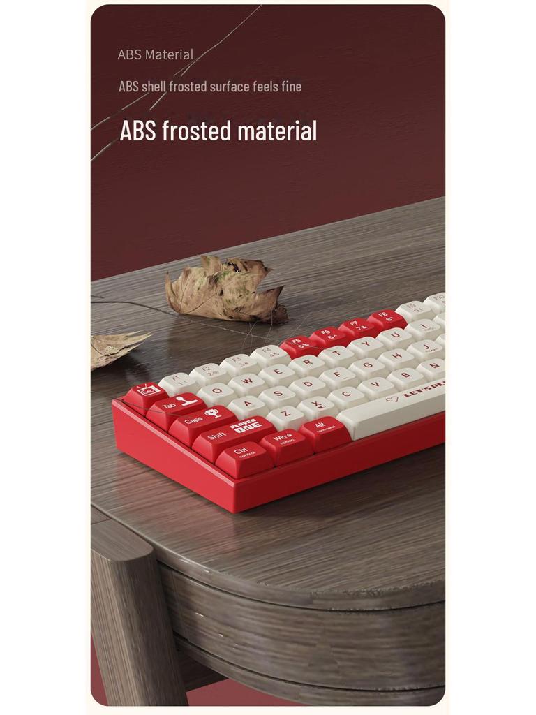 Black Duke AK680 Dual-Mode Wireless/Wired Mechanical Keyboard, Hot-Swappable, 68 Keys, Tea & Red Switch Options