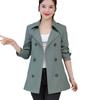 Women's Jacket Spring Long Sleeves Stand Collar Casual Windbreaker Female Double-breasted with Belt Outerwear