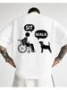 1pc Male Graphic T Shirt Funny Service Dog Sit Walk Humor Print Short Sleeve Crew Neck for Teenagers, for Teenager