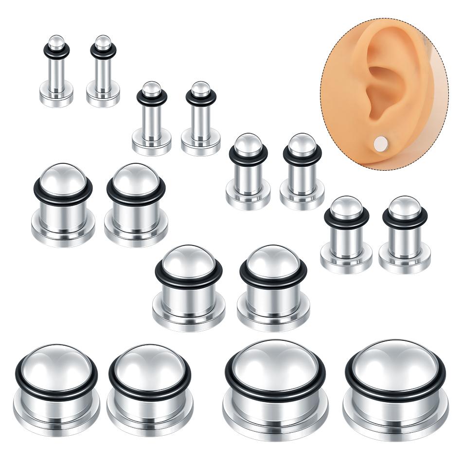 1Pair Stainless Steel Ear Tunnel Earring Plug Gauges Expander Stretcher Ear Taper Body Piercing Jewelry 1.6mm-16mm