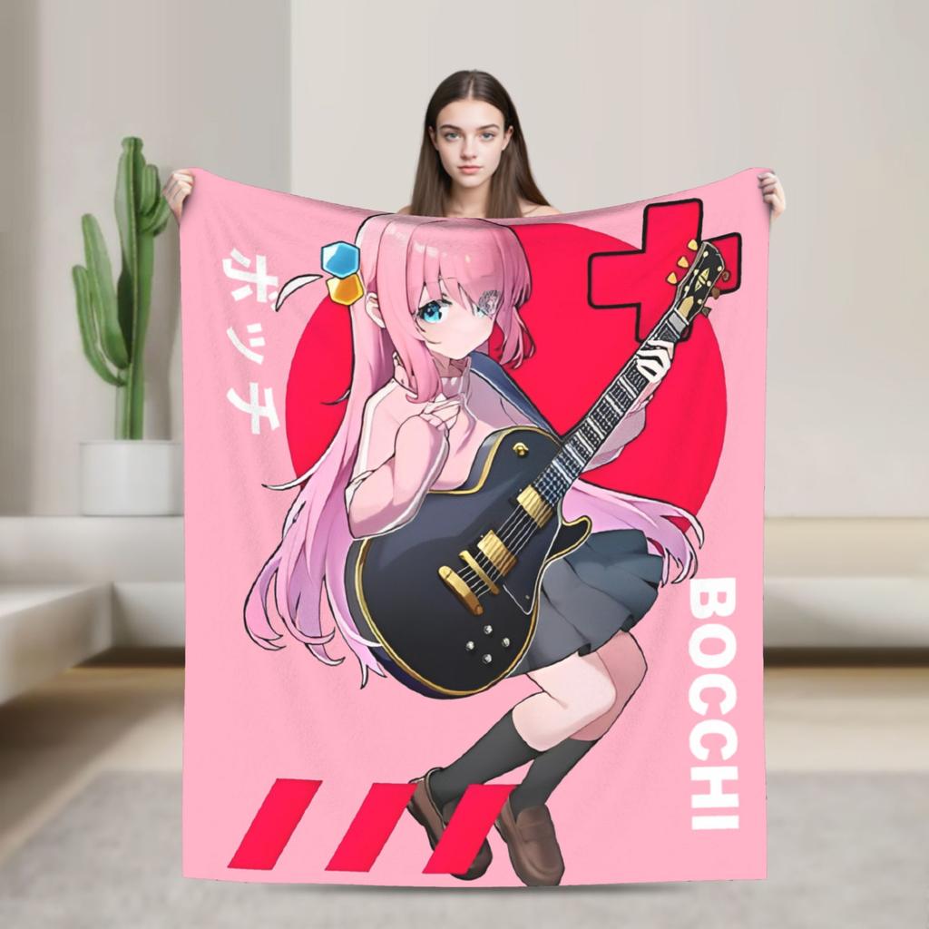 IKUYO KITA Bocchi The Rock Blanket Fleece Summer Multi-function Super Warm Throw Blankets for Home Couch Bedspread