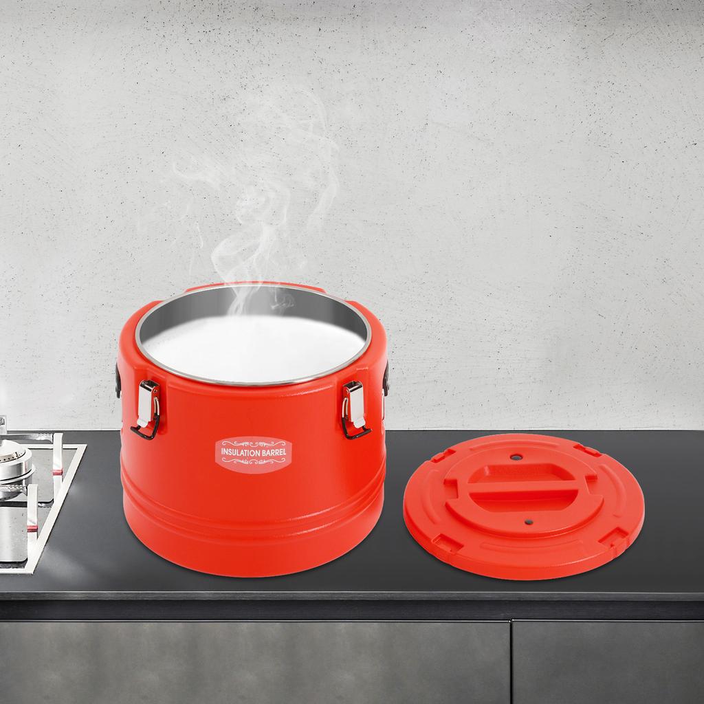 30L Capacity Commercial-Grade Insulated Soup & Food Storage Bucket, Red Hot Cold Temperature Retention Pail, 31.7 Qt Container