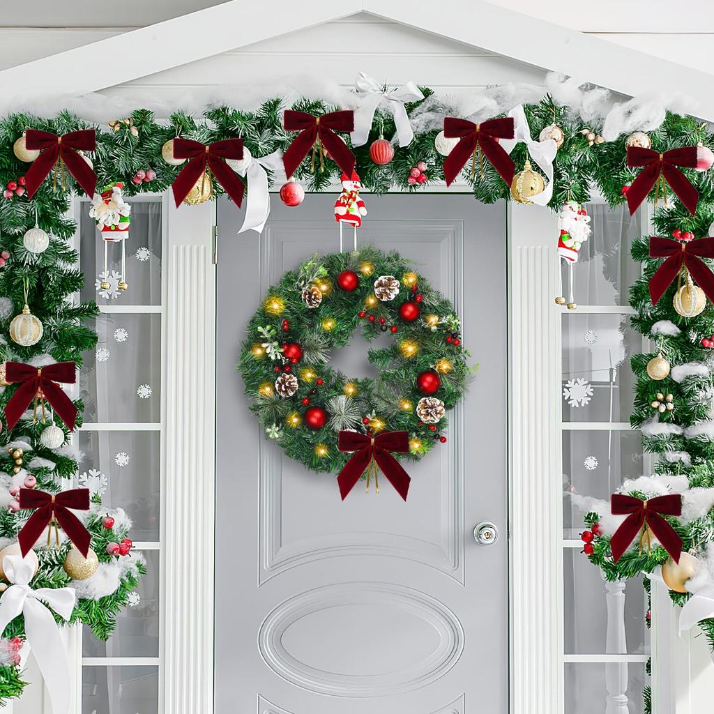 Christmas Tree Bows Rustic Crafts Velvet Bows Set of 24 Holiday Christmas Wreaths Bows Velvet Bows for Christmas Home Holiday