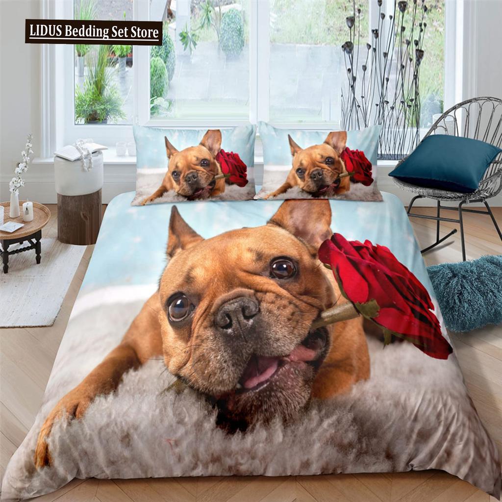 English Bulldog Duvet Cover Puppy Resting On A Sofa Funny Animal Photography Canine Decorative Seal Brown White Brown For Adults
