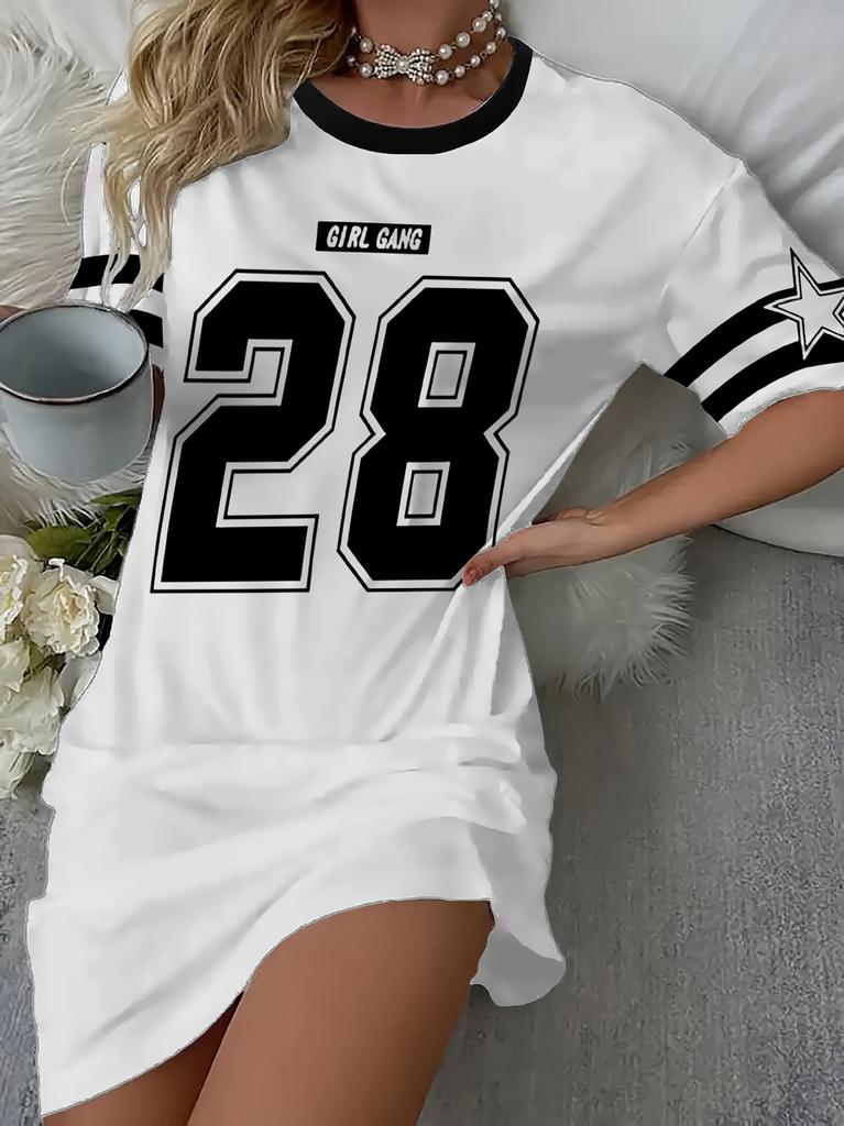 Elegante Dames Korte Mouw Mode 3D Print Midi Jurk Grote Maten Strandkleding
