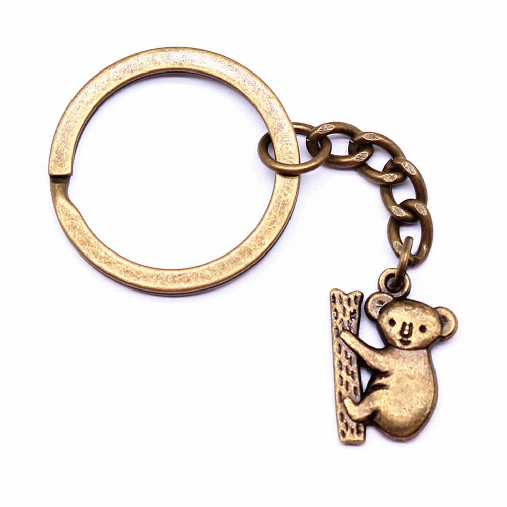 Bear Charm Tiger Keychain Wild Animal Pendants Key Ring 28mm