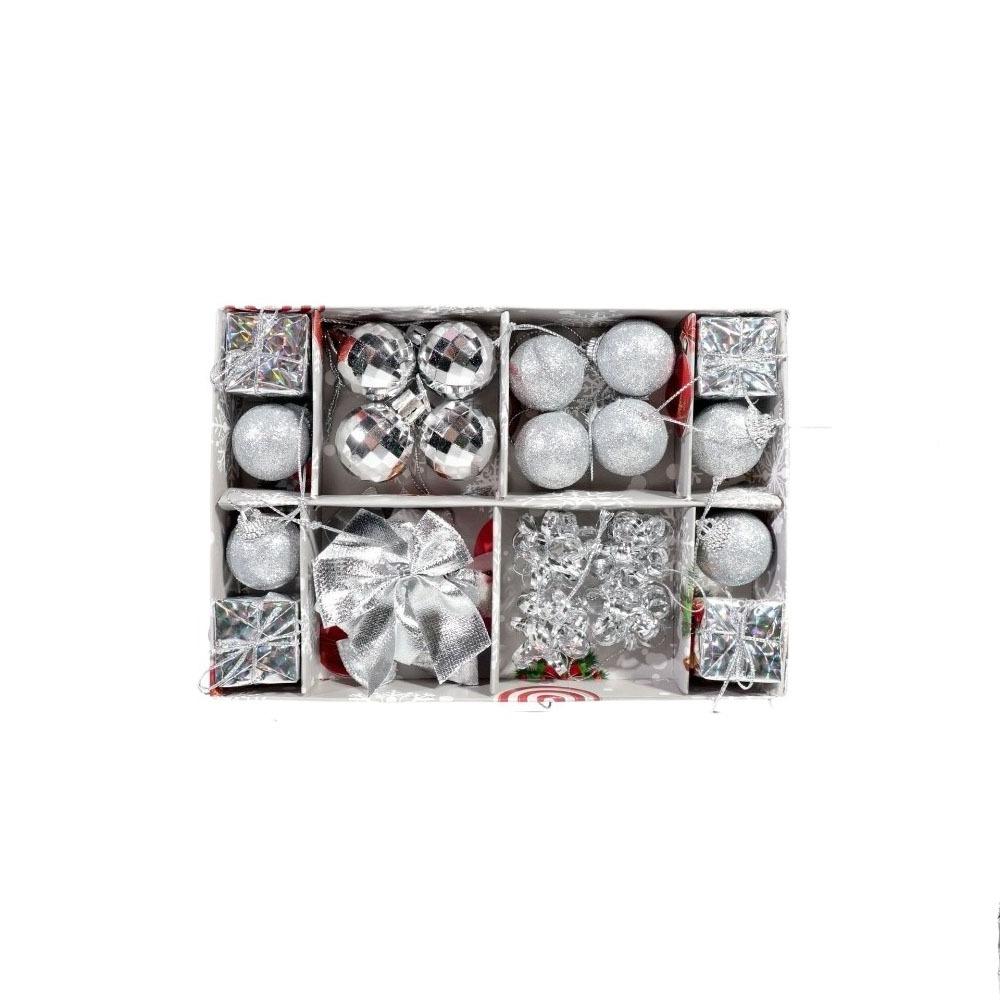 Glitter Christmas Ball Ornament Set Plastic Christmas Hanging Ornaments Home Decoration