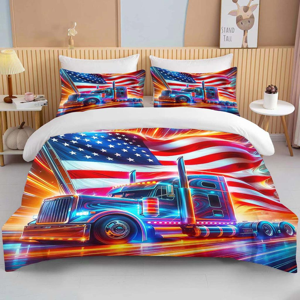 10 Sizes Great American Truck Eagle 3pcs Bedding Sets Duvet Set Comforter Bed Set Queen King Size Kids Boys Home Textiles Gift
