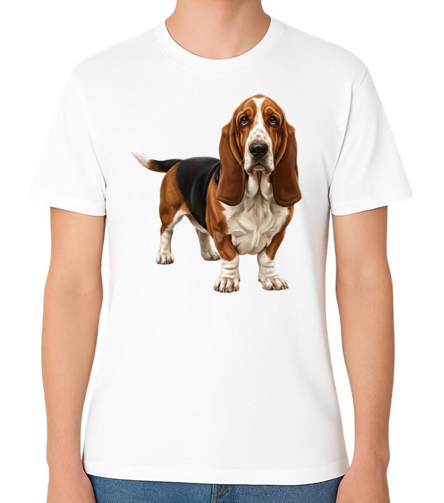 Basset Hound T-Shirt Realistic Dog Lover Graphic Gift Unisex Tee S разноцветный