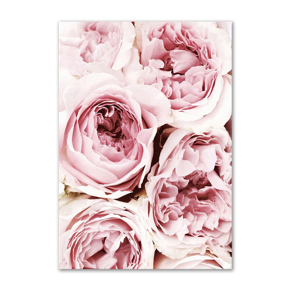 Città moderna Scenario rosa Pittura su tela Wall Art Poster e stampe Fiore di Begonia Retro Car Bike Immagini per la decorazione del soggiorno