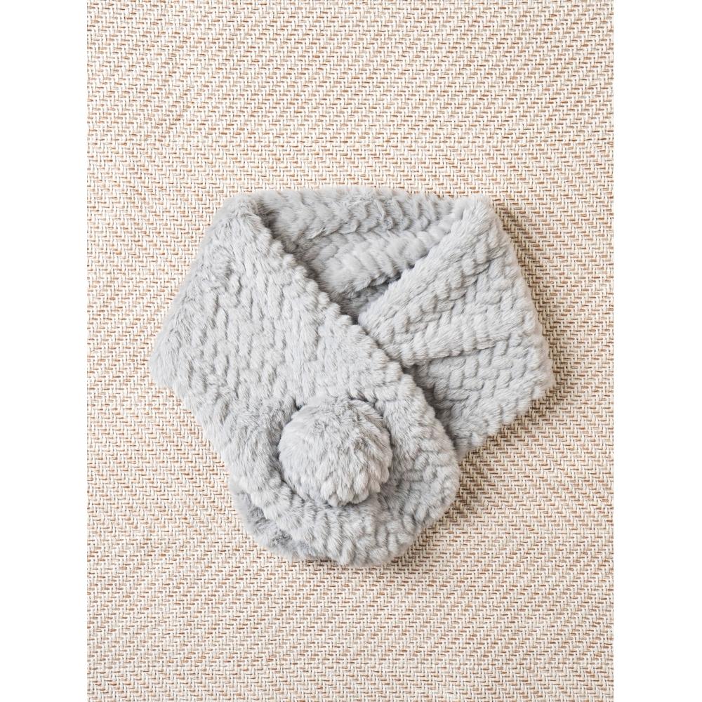Daiso Mini Woven Fur Drop Shawl Grey