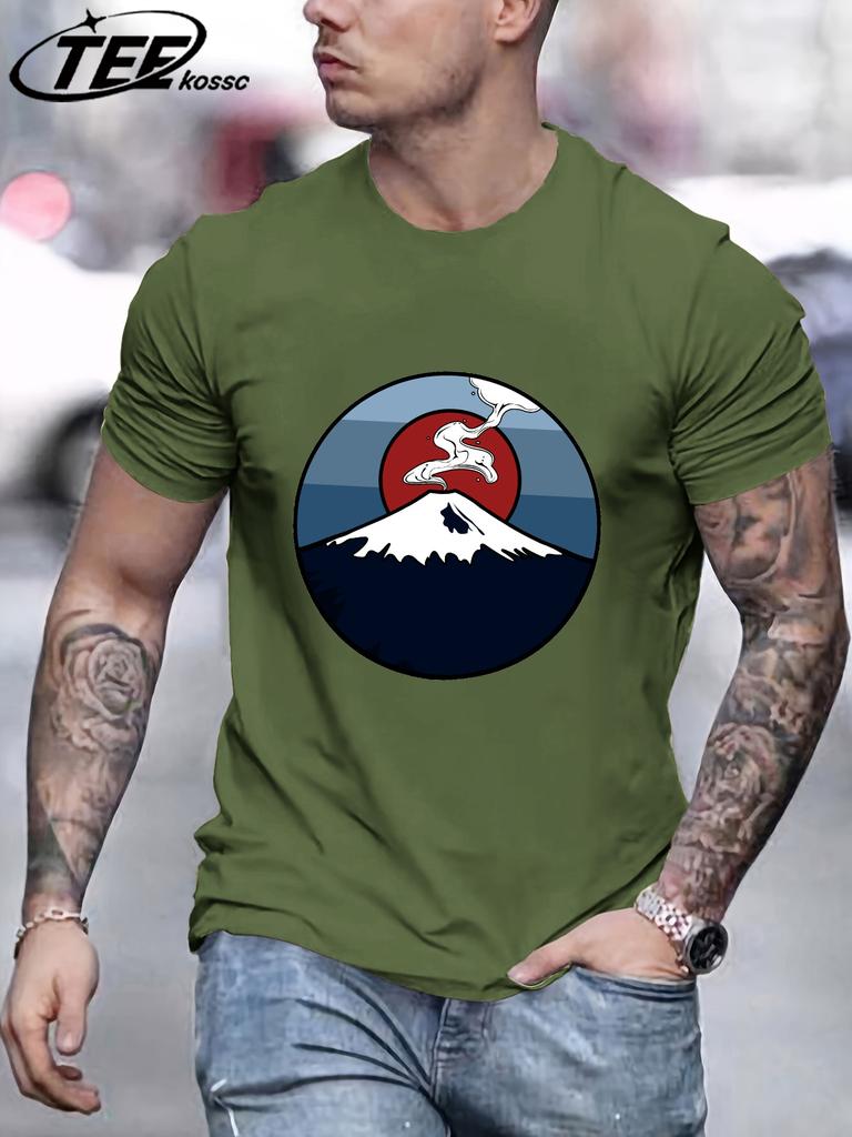 Fuji Volcano Japan Mount Fuji Men Retro TShirts Cotton AllMatch T Shirt Trendy Street Short Sleeve Unisex ONeck Soft Clothes