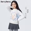 BARRY BANNY Girls' Cat Print Rhinestone Long Sleeve T-Shirt