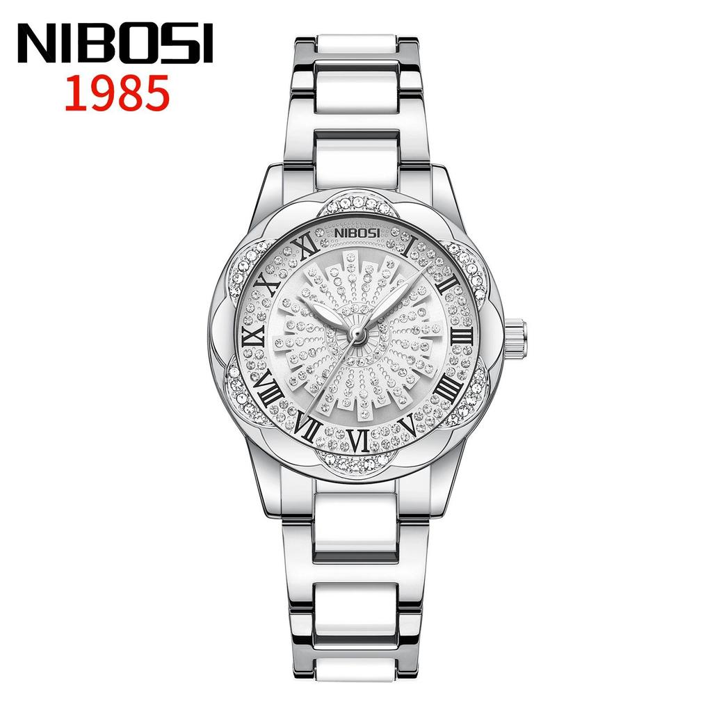 NIBOSI Woman Watch Stainless Steel Waterproof Luminous Elegant Ladies Wristwatch Luxury Diamond Dial Quartz Watch for Women