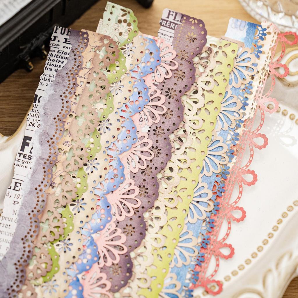 MòMò Retro Lace Hollow Stickers - Rain Dye Series for DIY Journals and Collage