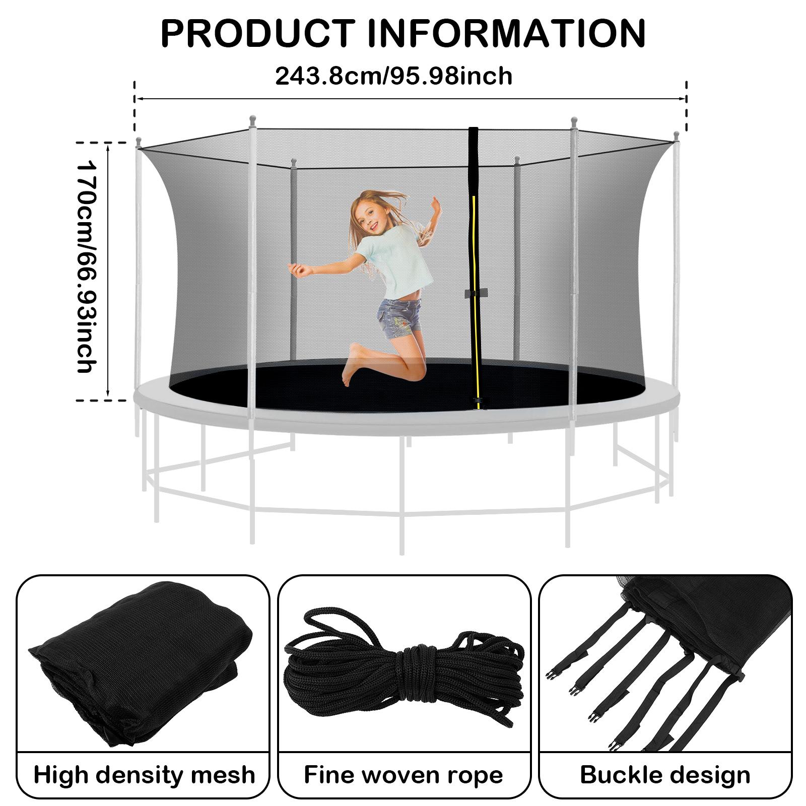 

8/10/12-дюймова захисна сітка для батута, захисна сітка високої щільності із застібкою-блискавкою та пряжкою, сітка для заміни батута для запобігання падінню
