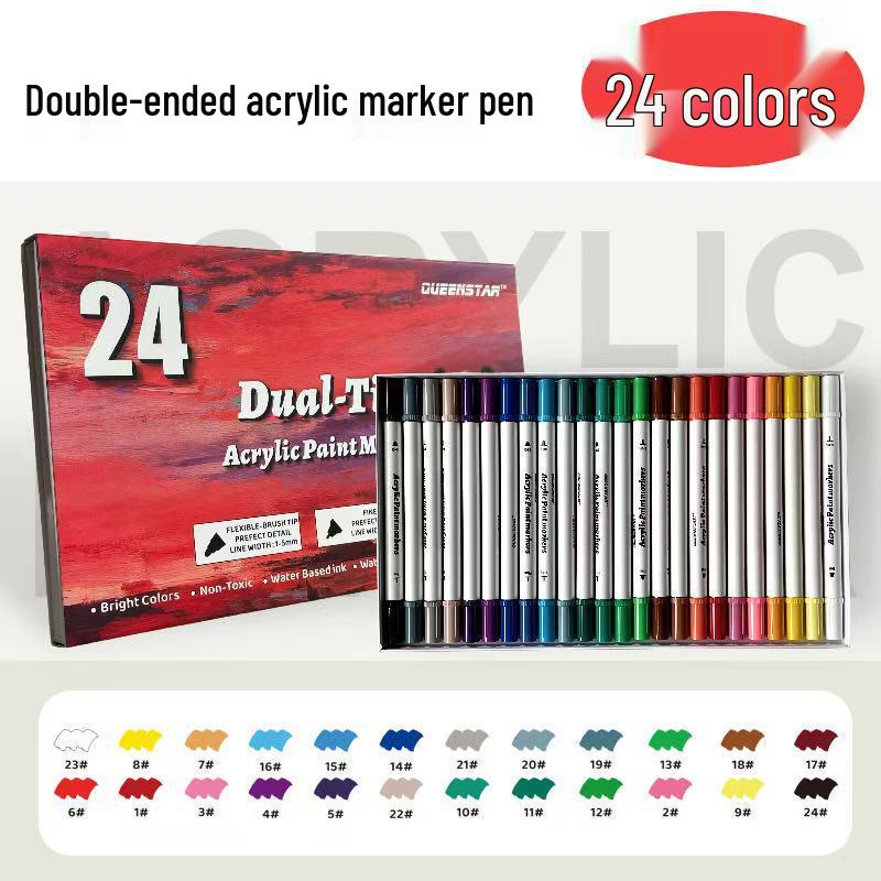Double-ended Waterproof Acrylic Markers: Fade-resistant Brushes for Elementary Students Graffiti & Watercolor Art белый