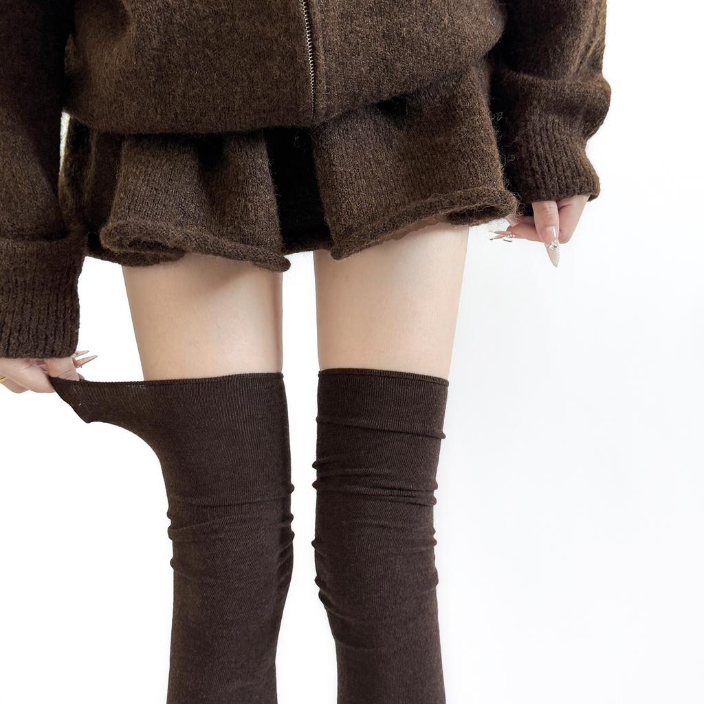 Solid Color Women Stockings Autumn Winter Wool Over The Knee Socks Women Thigh High Socks Japanese Knee High Socks Stockings New