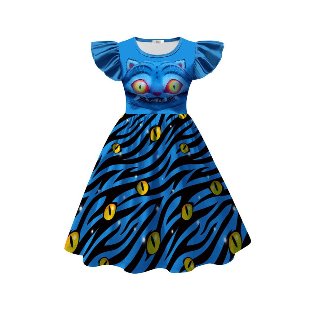 2026 New K-POP:Demon HuntersTiger Printed Girl Flying Sleeve Milk Silk Dress Festival Party Cosplay Costume
