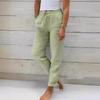 2024 Summer Elastic Waist Cotton Linen Wide-Leg Pants – Women's Loose-Fit Solid Color Trousers