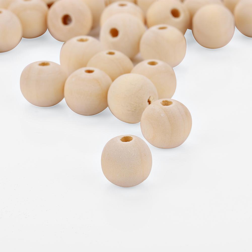 50 Pcs Wooden Beads Round Wood Beads with Hole for Jewelry Making Home Decor DIY Craft 14mm Size 3.5mm ID