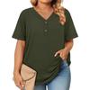 Women's Fashion Casual Colour V-Neck Short Sleeve Large Size T-Shirt Top