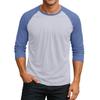 Men's Round Neck Contrast Color Raglan Three-quarter Sleeve Top T-shirt