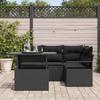 Garden Sofa Set with Cushions 5 pcs Black Poly Rattan