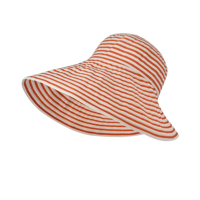 Summer Striped Wide Brim Fisherman Hat With Sun Protection For Women Outdoor Fashion