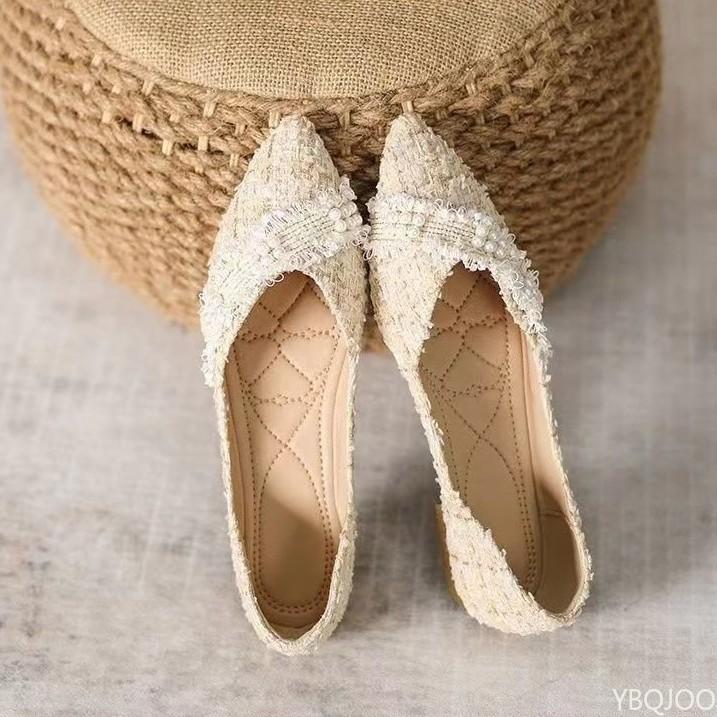 Fashion 2025 Summer New Shoes Ladies Elegant French Flats Fairy Gentle Lightweight Shoes Sharp Pointed Comfortable Women's Flat Mujer