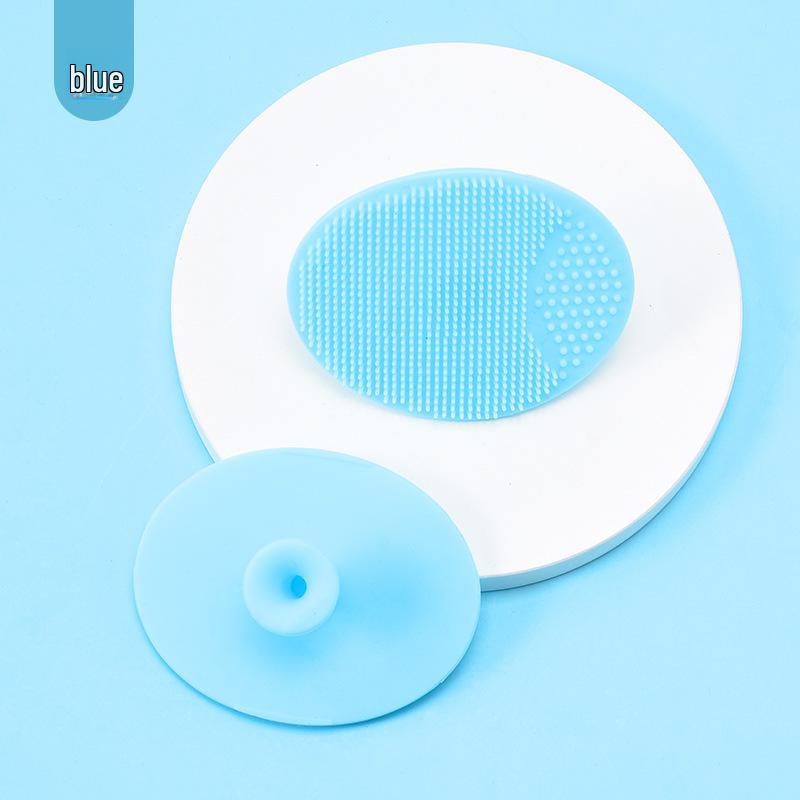 

Набор из силиконовой детской щетки для мытья шампунем и губки для ванны синий