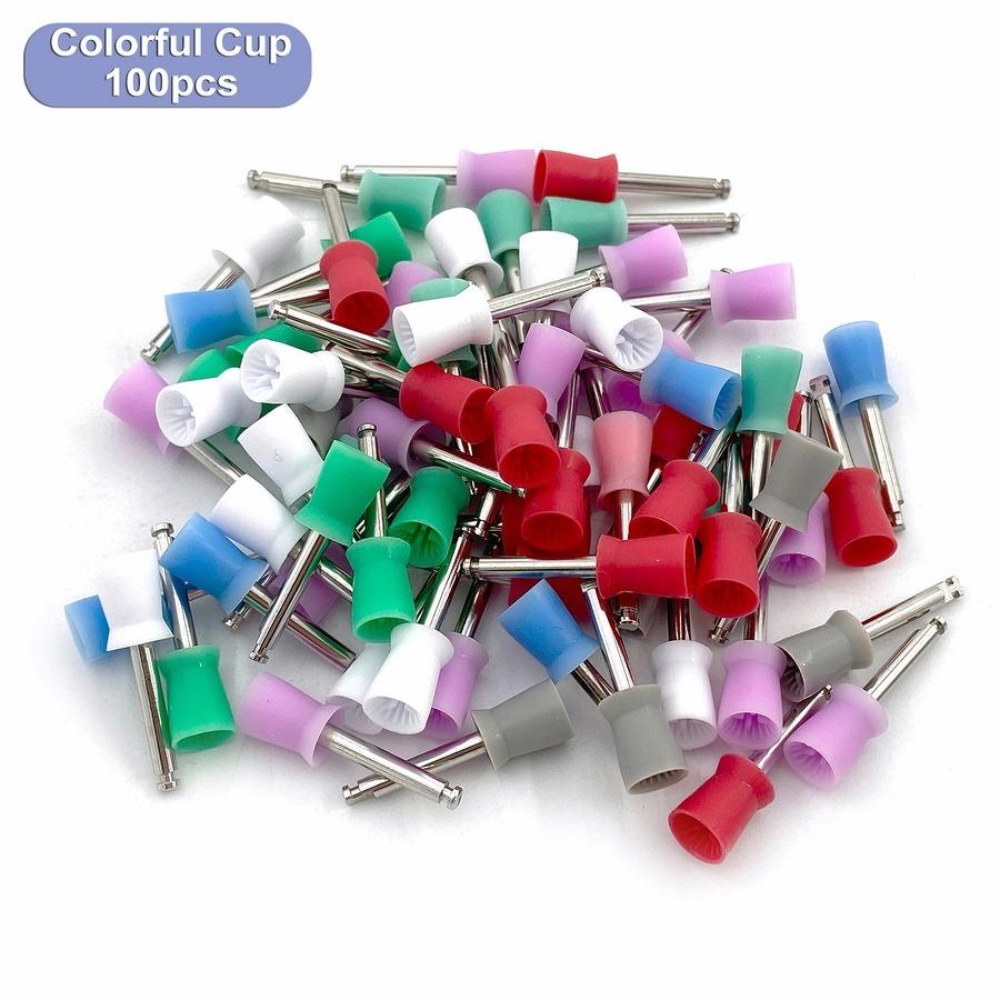 100Pcs/Box Dental Treatment Brush Prevention Brush Polishing Polisher Disposable Pointed Cup Head Brush Head Dental