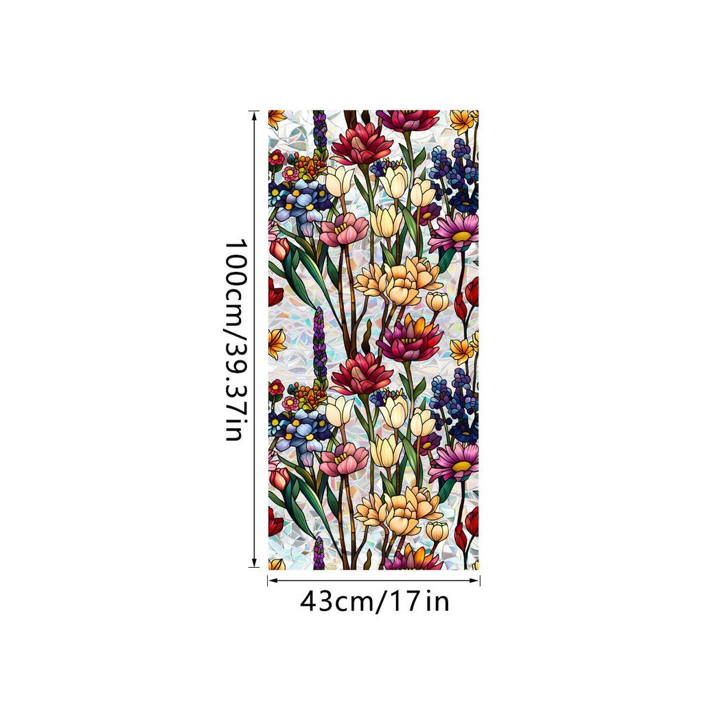 Sun Catcher Static Glass Stickers Non-Adhesive Window Sticker Decorative Privacy Flower Decal Painted Glass Rainbow Film Decors