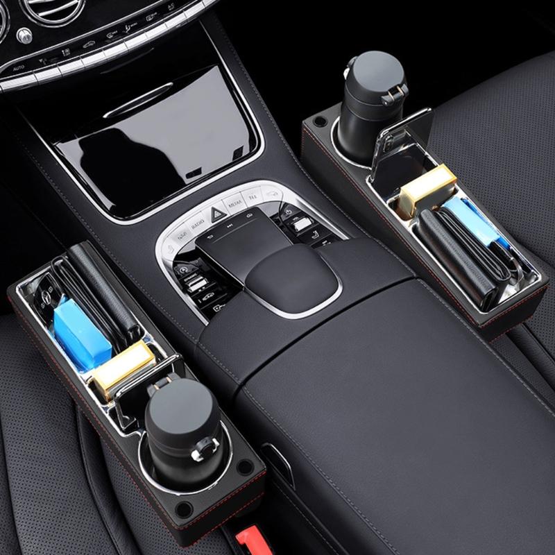 Universal Leather Vehicle Storage Solution For Driver Seat Area Works In Most Cars Stores Phone Sunglasses And Cup