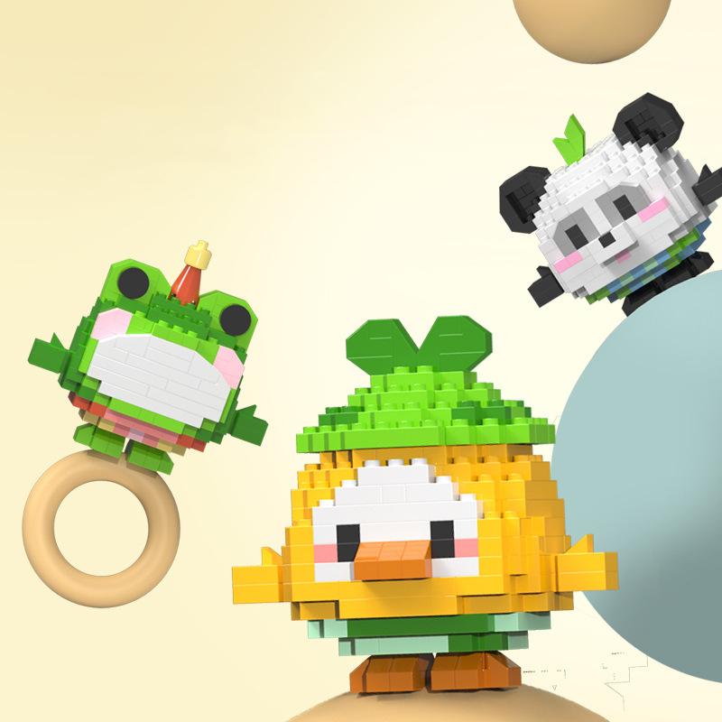 Lovely Animal Sphere Nanobrick Micro Diamond Block Panda Duck Elephant Penguin Dog Fox Build Brick Frog Owl Wolf Rabbit Cow Plaything