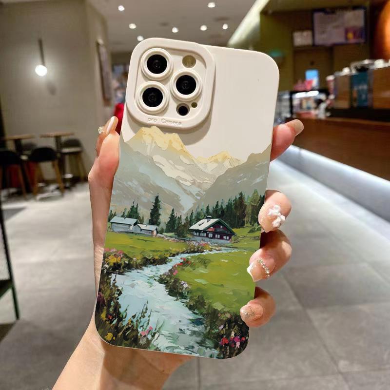 

Mountain Valley Stream Landscape Art Phone Case for iPhone 17 16 15 14 13 12 11 Series Pro Max Plus Double Layer Protection iphone 17 Air