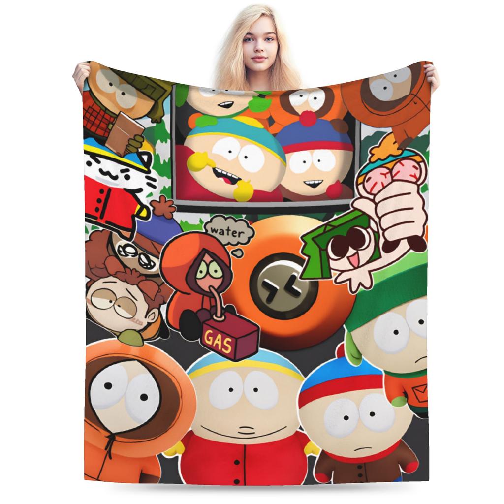 Soft Warm Blanket Southes Cartoon Parks Boy Girl Plush Throw Blanket Street Trend Couch Bed Flannel Bedspread Sofa Bed Cover