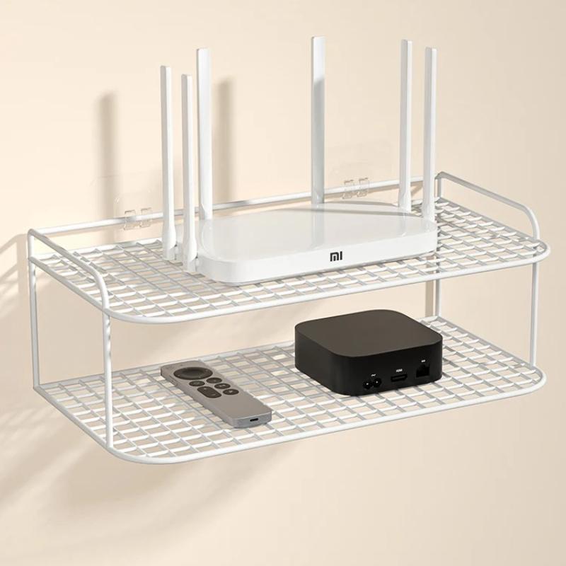 Wall-Mounted WiFi Router Shelf No-Drill Set-Top Box Storage Rack Home Cable Organizer Heat Dissipation Bracket