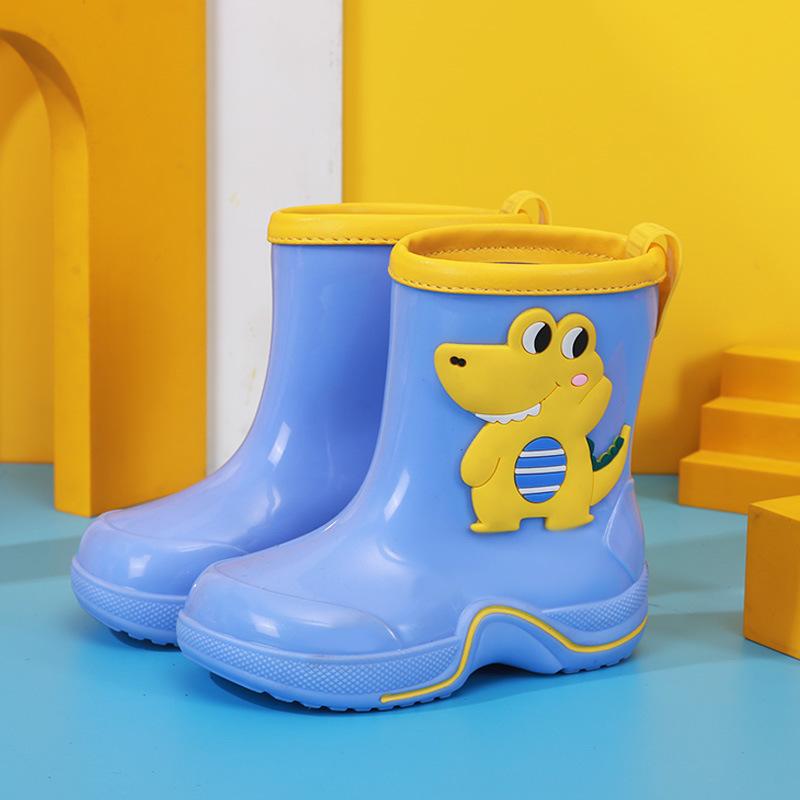 

Waterproof elastic buckle cute crocodile child boy rain boots children, cartoon thickened child girl baby rain shoes 230 (inner length 23cm)