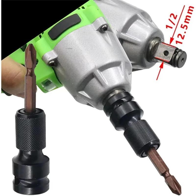 Socket Extension Bit Holder Impact Wrench to Drill Adapter 1/2 to 1/4 Hex Converter For Electric Wrench Power Tools Heavy Duty