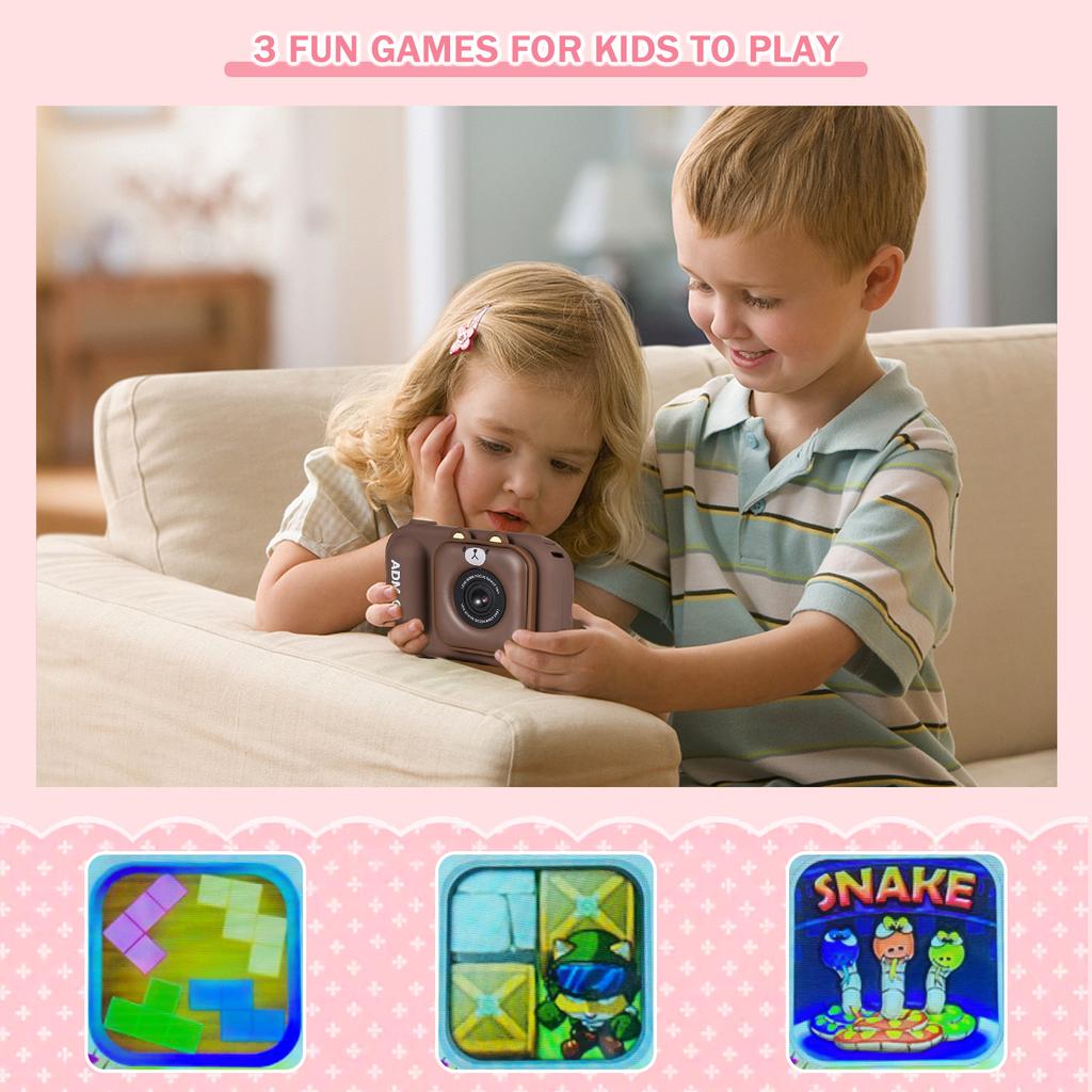 1080P Kinder Digitalkamera Mini Videokamera für Kinder 48MP 2,4 Zoll IPS Bildschirm Dual Objektiv Eingebaut