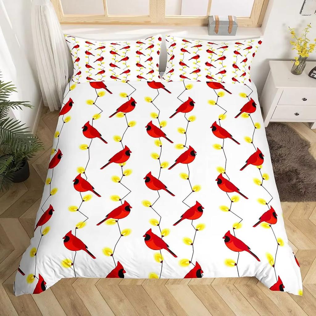 Cartoon Birds Duvet Cover Set Watercolor Branches Animal Bedding Set Comforter Cover Adults Kids Single Full Size Quilt Covers