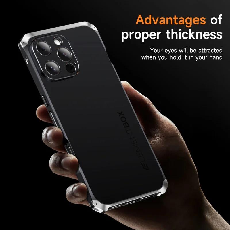 Aluminum Alloy Metal Frame Shockproof Phone Case For iPhone 13 14 15 16 Pro Max Soft TPU Edge Strip Hard Plastic Back Cover