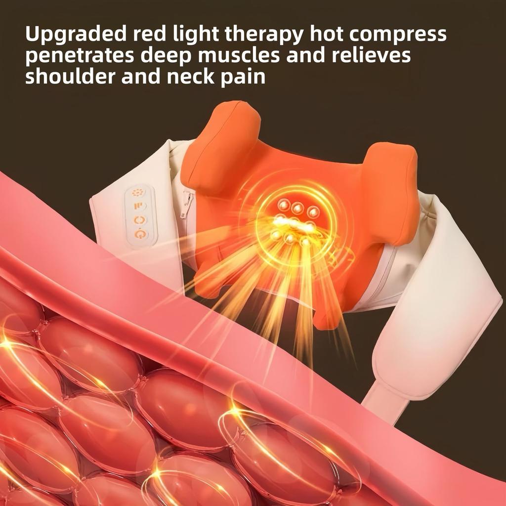 Neck Shoulder Massager with Heat, 8-Node Shiatsu Kneading Massage Shawl, Wireless Full Body Pain Relief Device for Home Office Use