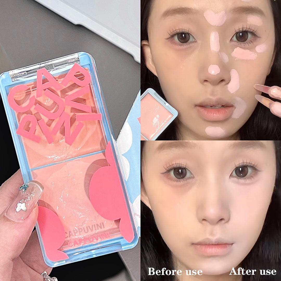 CAPPVINI Хайлайтер-пуф двухцветный розовый: Матовый, Доступный макияж для студентов