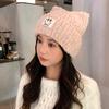 Sweet and Cute Cat Ears Smiling Face Plush Hat Autumn and Winter Casual Big Head Surround Head Hat Windproof Warm Hat
