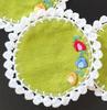 Cute and stylish floral embroidered coasters, 10cm diameter, set of 6, made from Thai cotton (green)