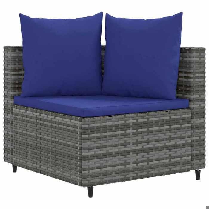 VidaXL Salon de jardin 5 pcs avec coussins gris résine tressée, ensemble de canapés d'extérieur, canapé d'angle de jardin, 3308375