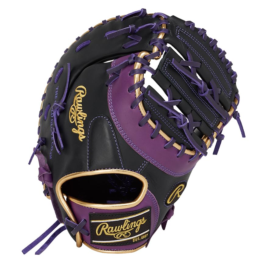 

Rawlings Baseball Hyper Tech Color Sync Glove First Throw Glove, Junior/Jr., Kids (GJ5FHTC3ACDS), Base, Black/Purple, 11.5 inches, Left-Handed