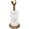 Rooster Design Rustic Brown Wood Paper Towel Holder Stand Up Paper Towel Holder, Easy One-Handed Tear Kitchen Paper Towel Dispenser with Weighted